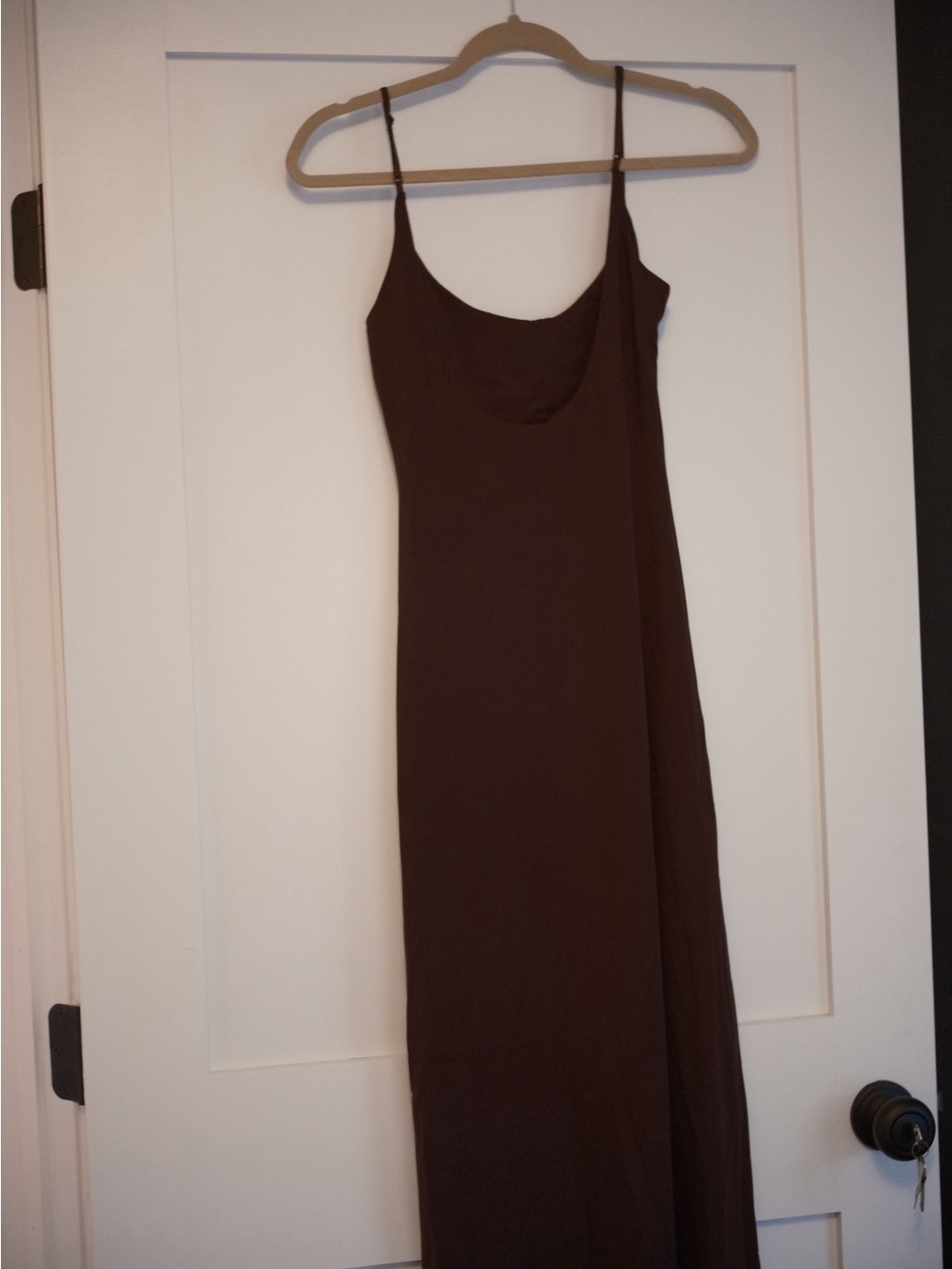 Zara Brown Slip Maxi Dress with Spaghetti Straps - Picture 2 of 3